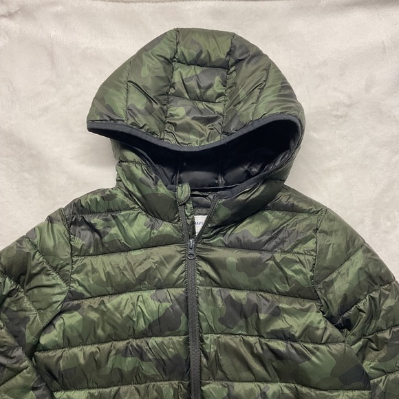 Camouflage Puffer Jacket Hooded Zip Up Skiing or Base Layer Boys Size L 10 12 - Picture 2 of 7